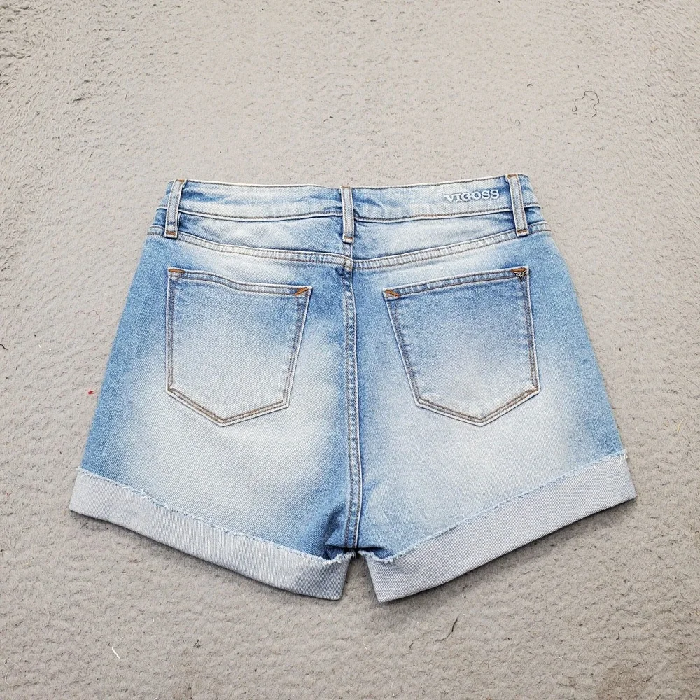 VIGOSS‎ Marley Shorts Women's 26 Blue Cuffed Distressed Medium Wash 5 Button Fly - Picture 2 of 7